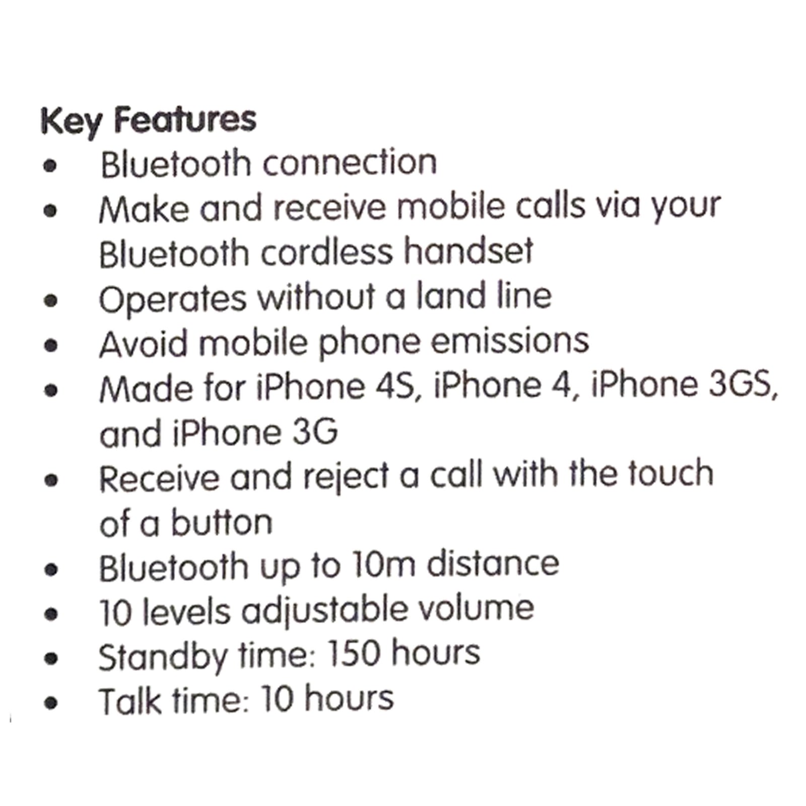 30 Pin iPhone 4 4s iPod Charger & Cordless Bluetooth Handset white