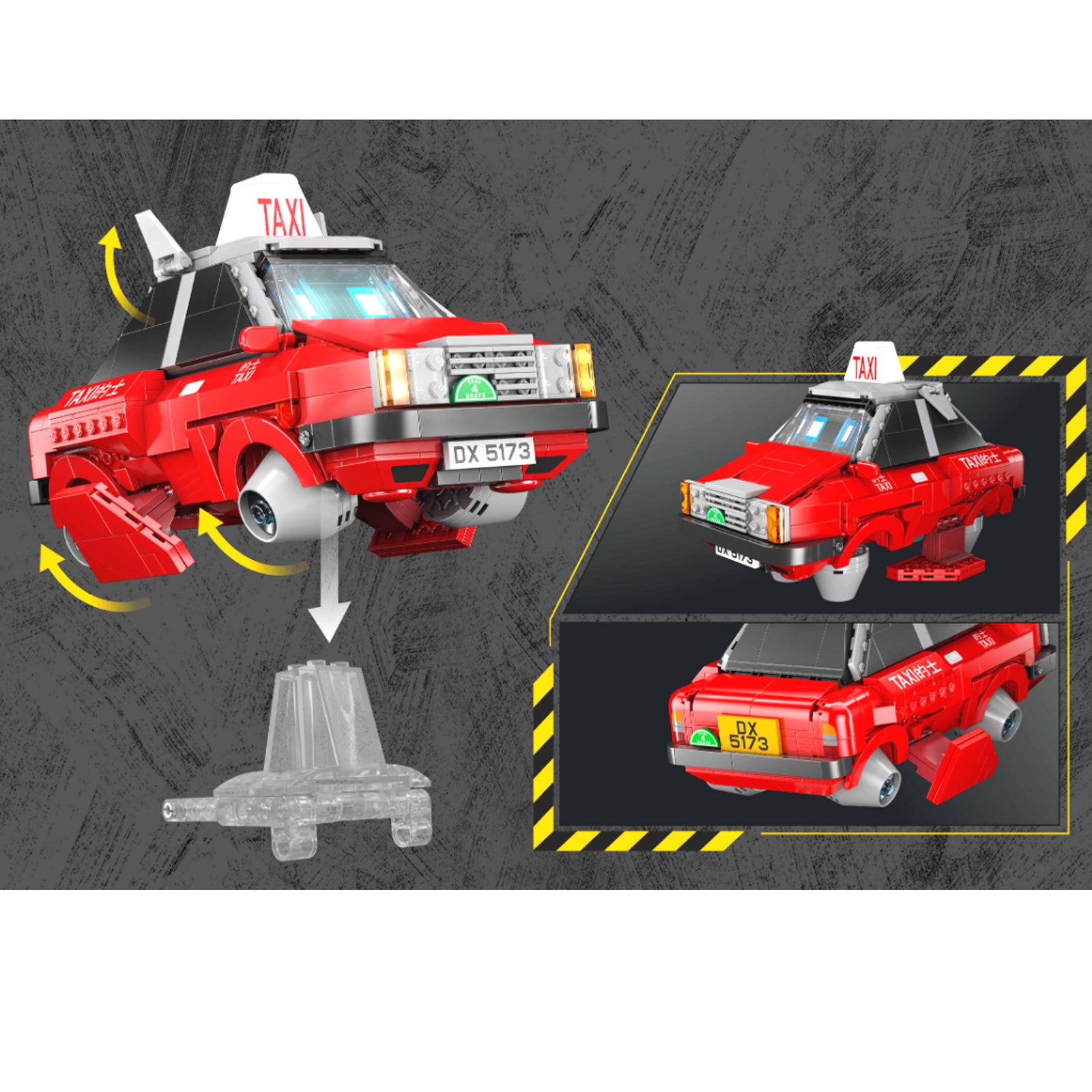 Hong Kong Machines Robot Red Taxi Building Block Set 586pcs 14+