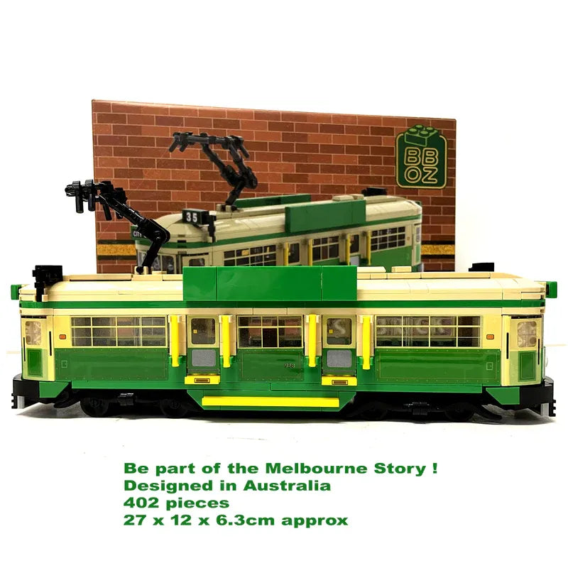 Melbourne W-Class Tram Building Block Model, 402 Pieces, 27cm Length Kit