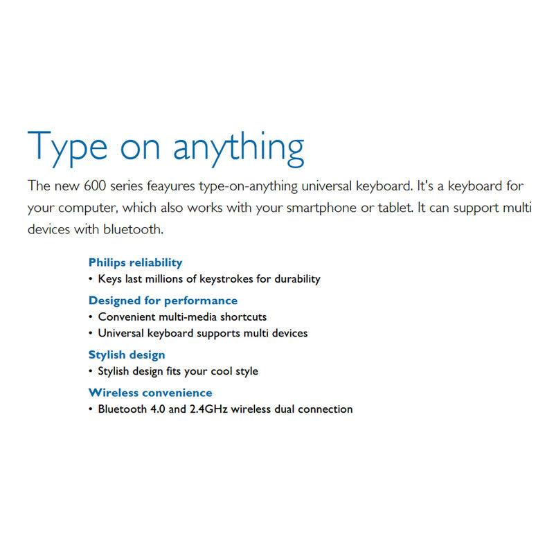 Wireless Compact Keyboard BT 2.4Ghz Bluetooth Multi Device SPK6624