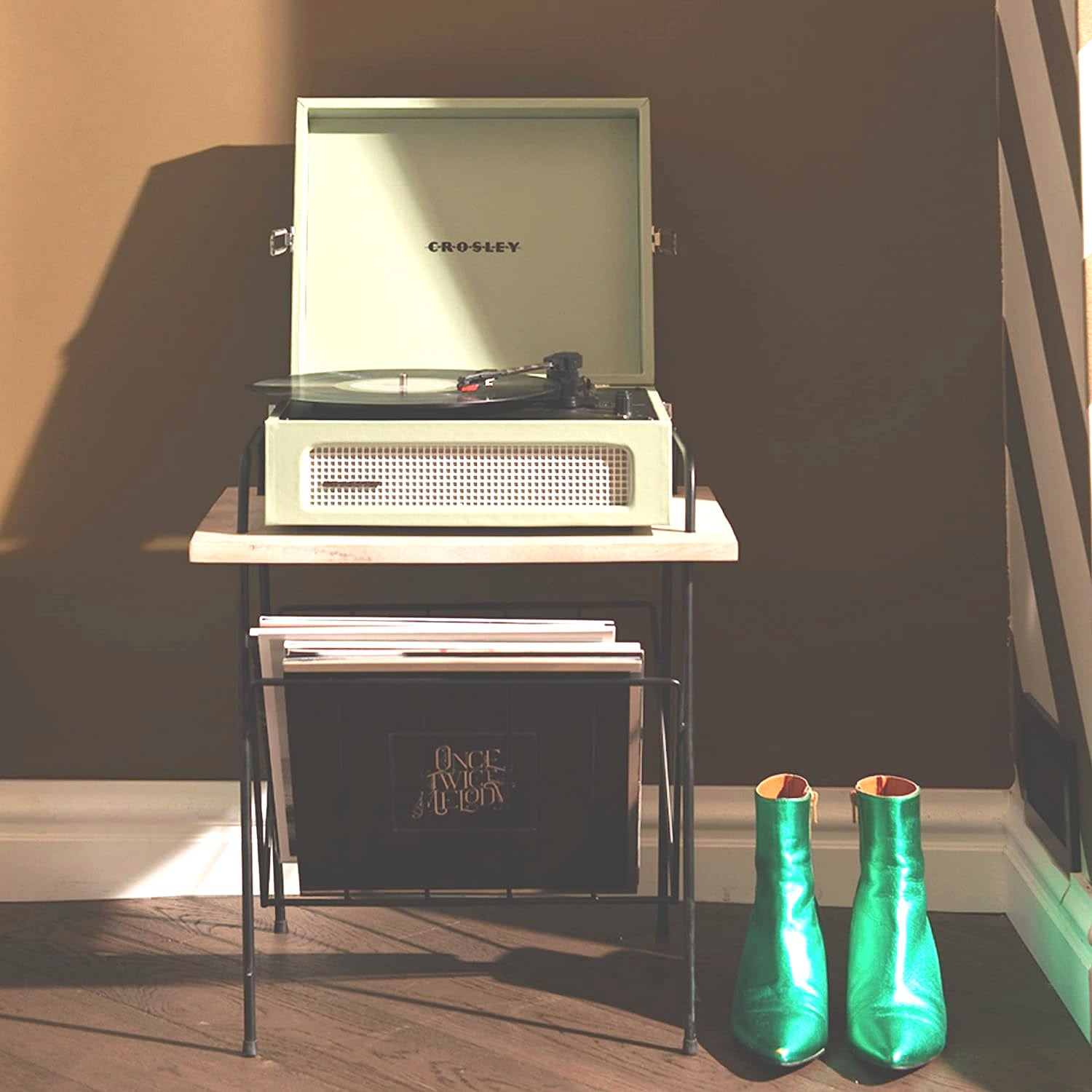 Wiltshire Turntable Stand Modern Retro White Wash Wood