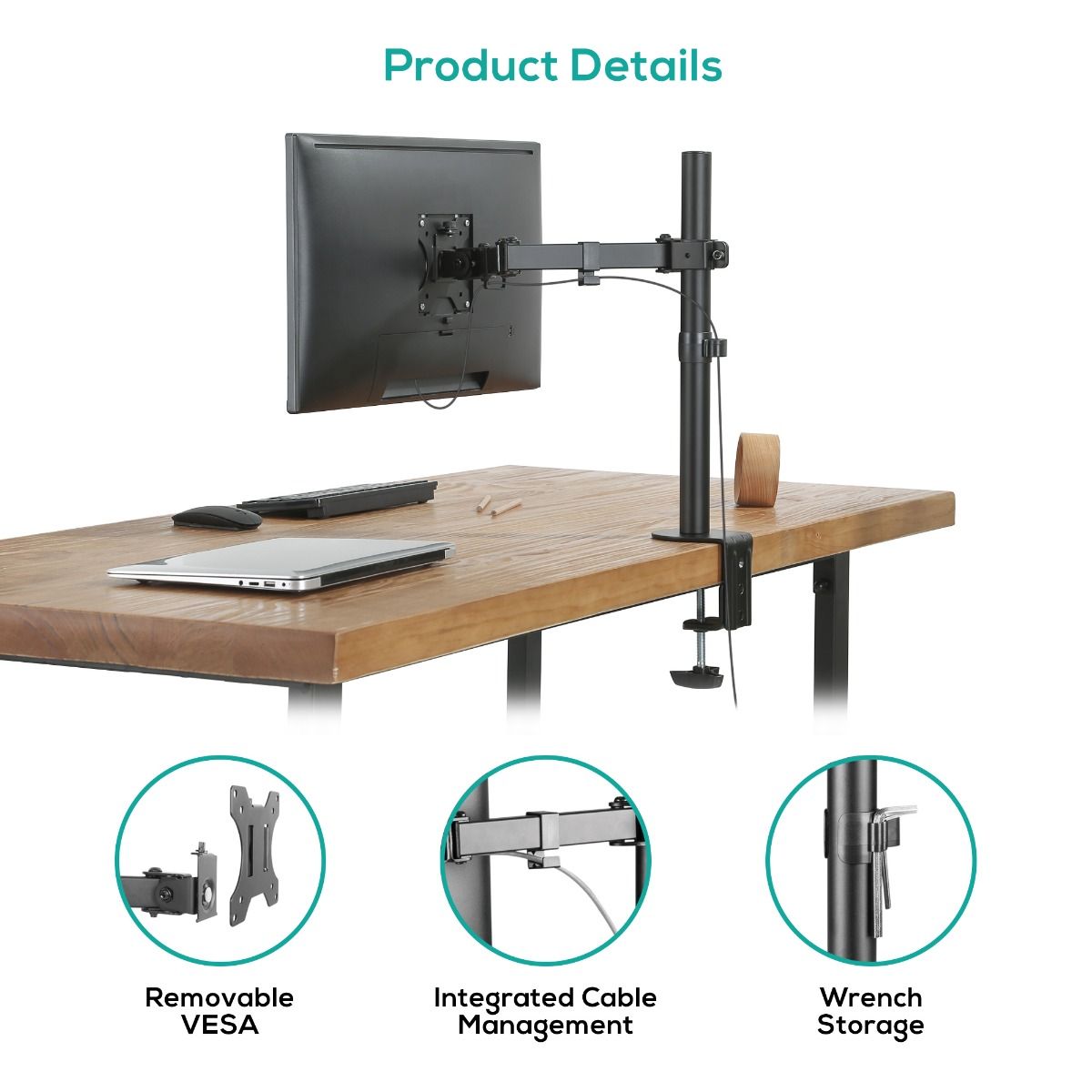 ErgoLife Single Monitor Screen Double Joint Monitor Arm