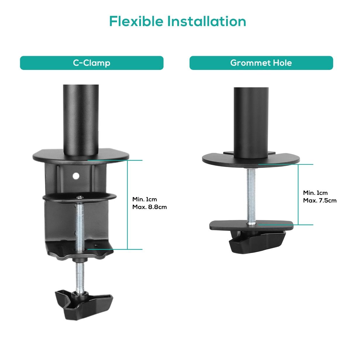 ErgoLife Single Monitor Screen Double Joint Monitor Arm