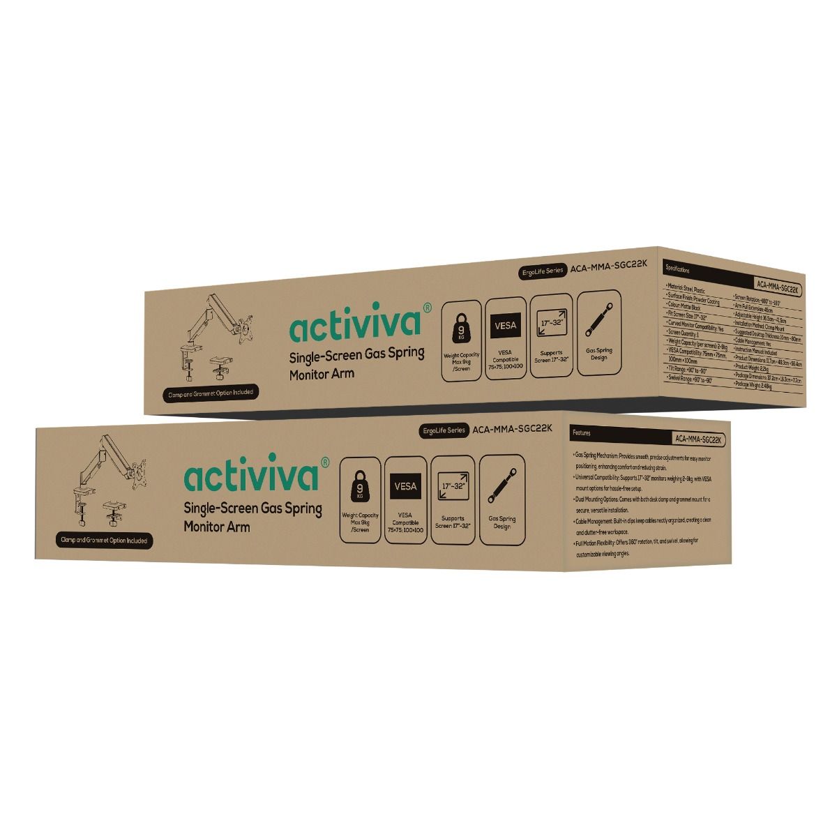 activiva Ergolife Single-Screen Gas Spring Monitor Arm