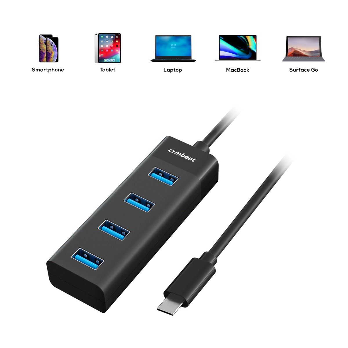 4-Port USB-C Hub with USB-C DC Port