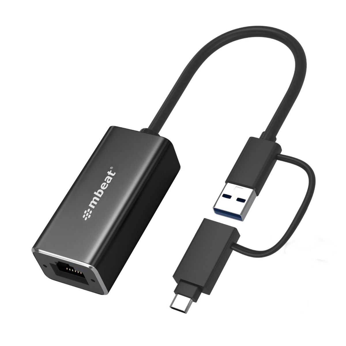 mbeat 2-in-1 USB 3.1 Gigabit LAN Adapter with USB-C Converter