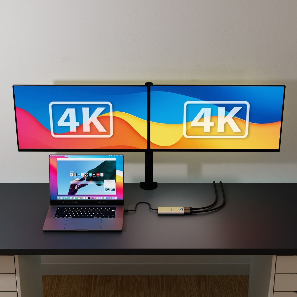 USB-C Dual 4K HDMI DisplayLink® Adapter with PD Pass-through
