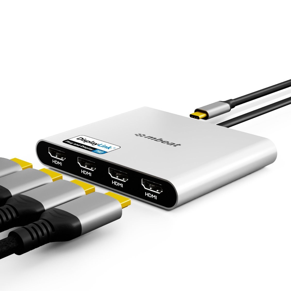 USB-C Quad 4K HDMI DisplayLink® Adapter with PD Pass-through