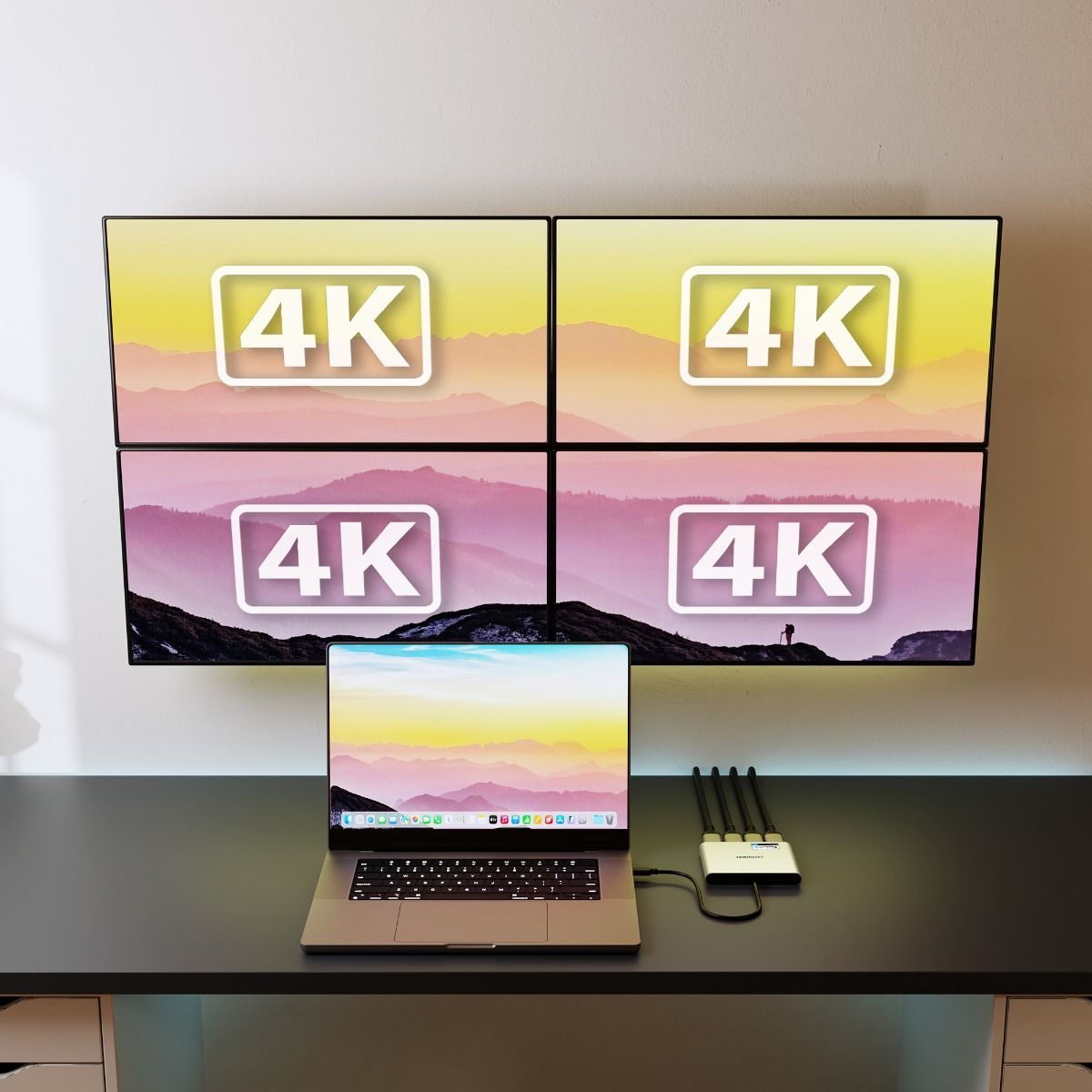 USB-C Quad 4K HDMI DisplayLink® Adapter with PD Pass-through