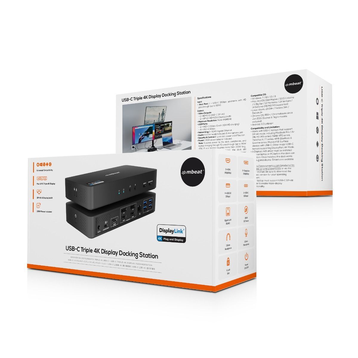 USB-C Triple 4K Display Docking Station  (DisplayLink® + HDMI-ALT)