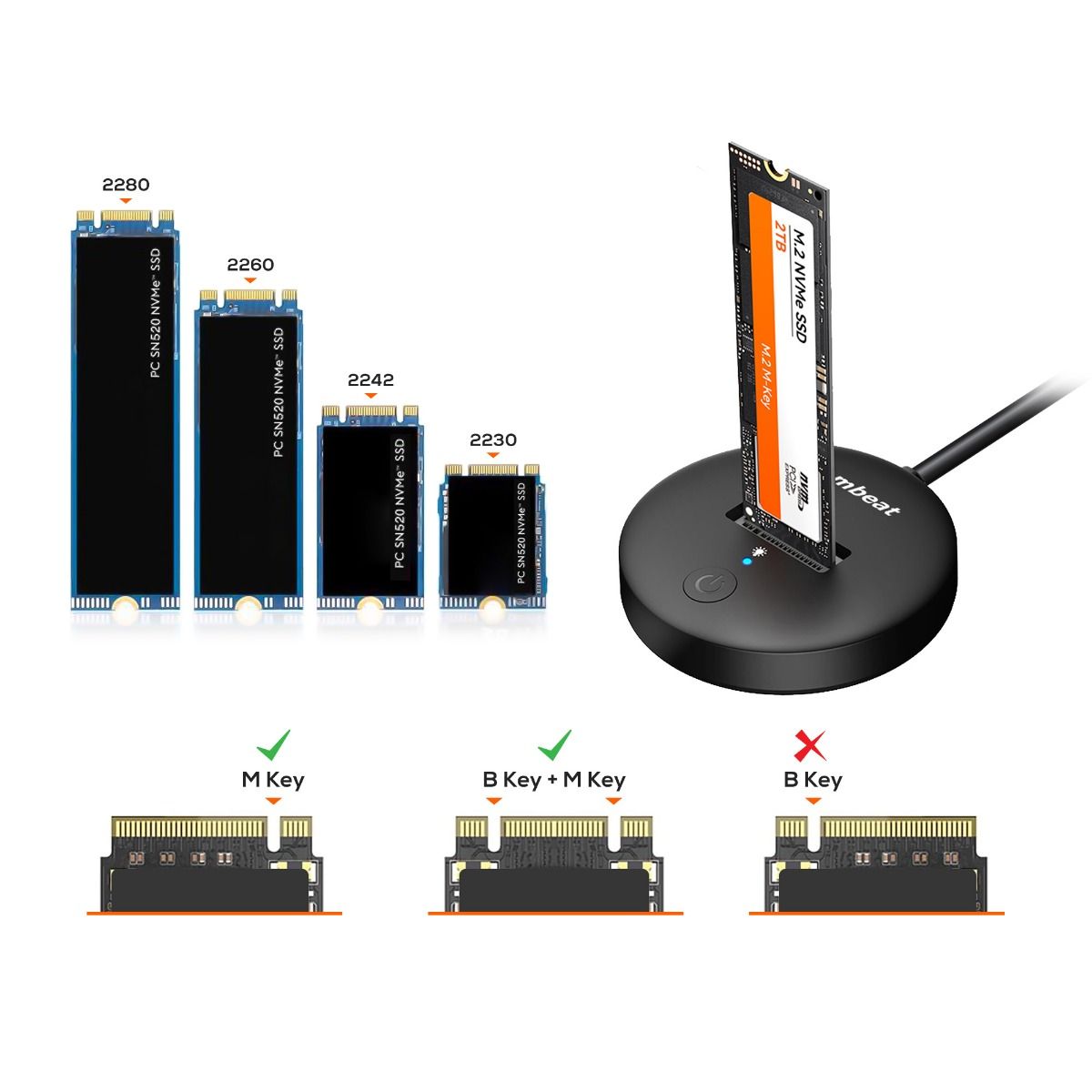 H1 USB 3.2 Gen2 10Gbps M.2 NVMe & SATA SSD Mini Dock (Black)