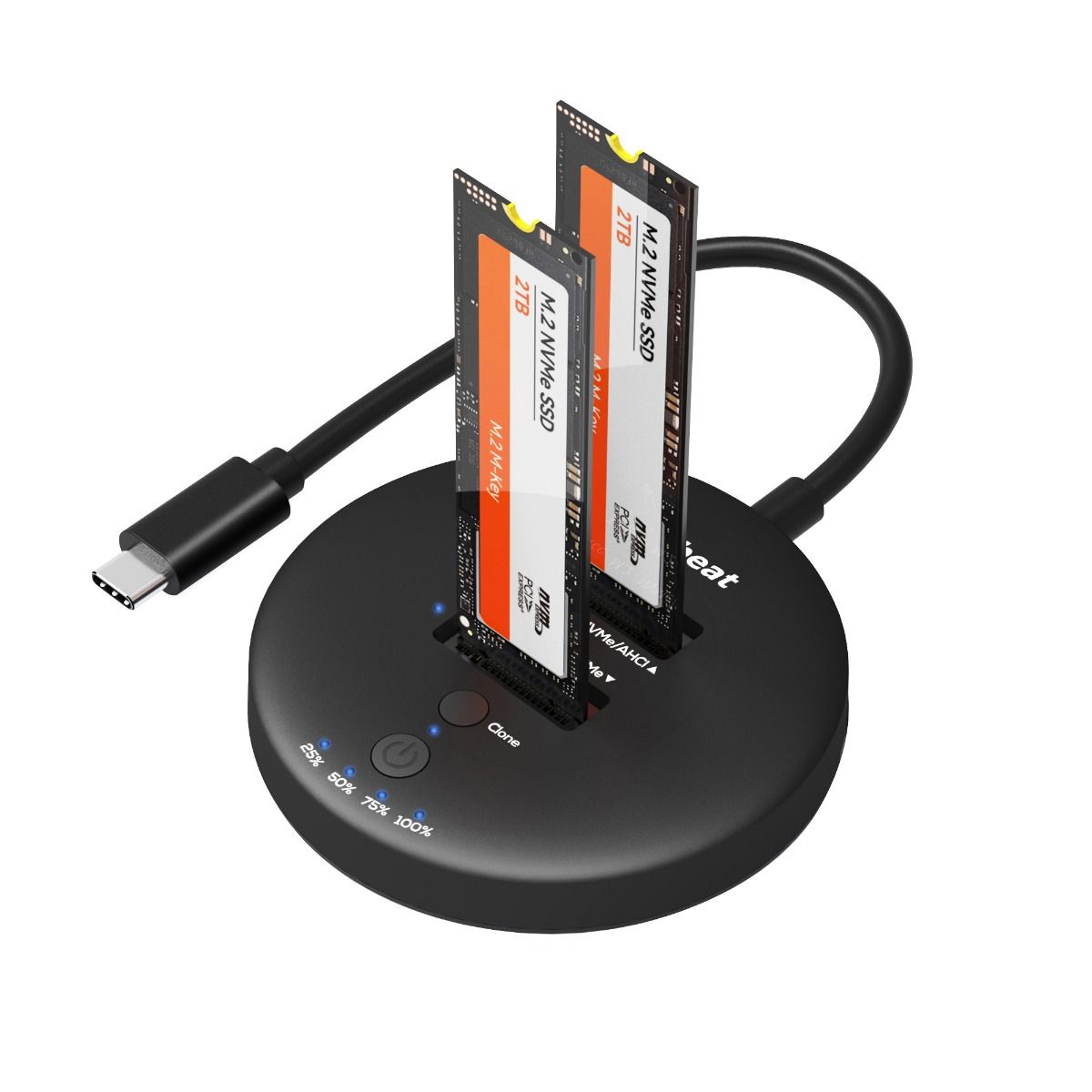 H3 USB 3.2 Gen2x2 20Gbps Dual M.2 NVMe SSD Dock with Clone Duplicator (Black)