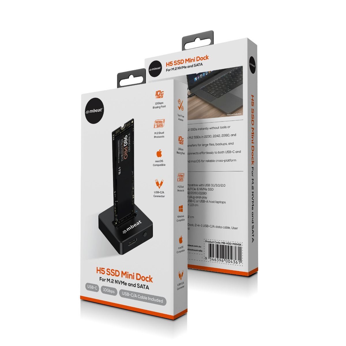 H5 Tool-Free Mini M.2 NVMe & SATA SSD Dock with USB-C 10Gbps Speed