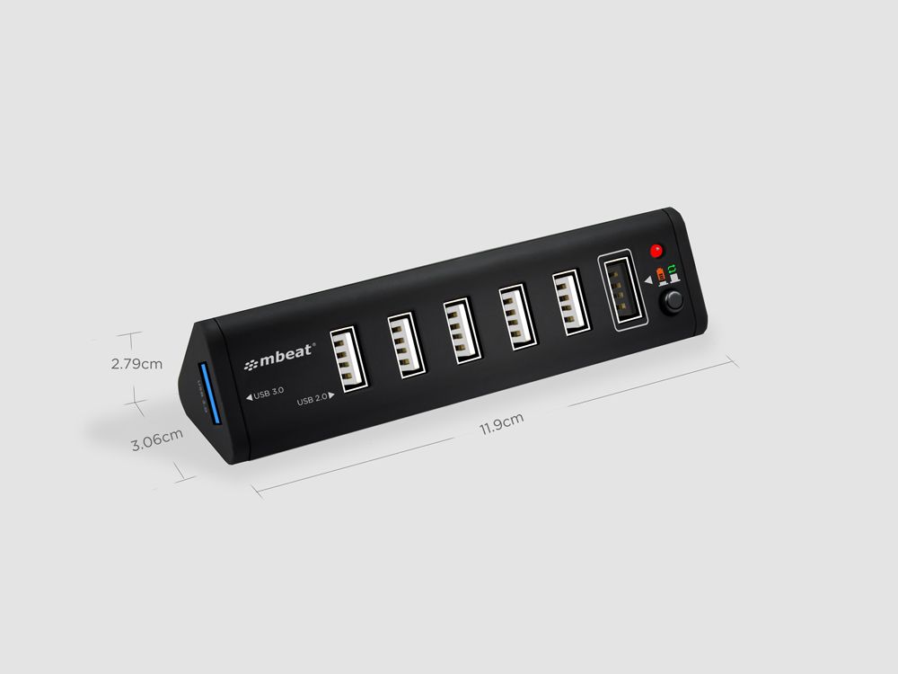 7-Port USB 3.0 x 1 + USB 2.0 x 6 Hub with 2.1A Smart Charging Function