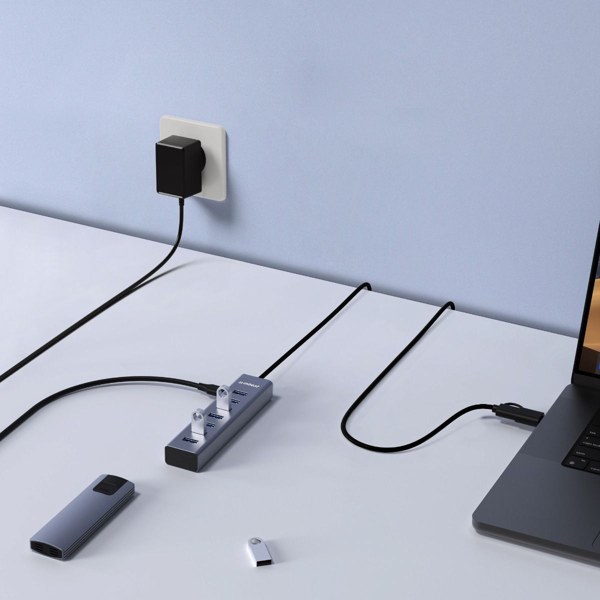 7-Port USB Hub with Dual USB-A & USB-C Connector