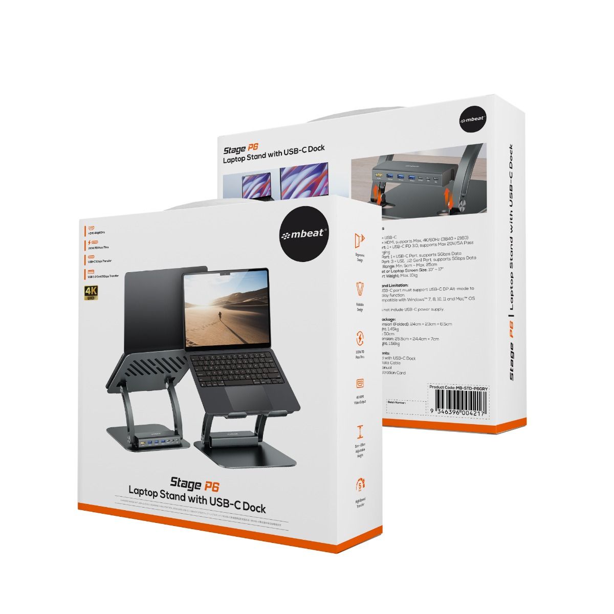 Stage P6 Laptop Stand with USB-C Dock