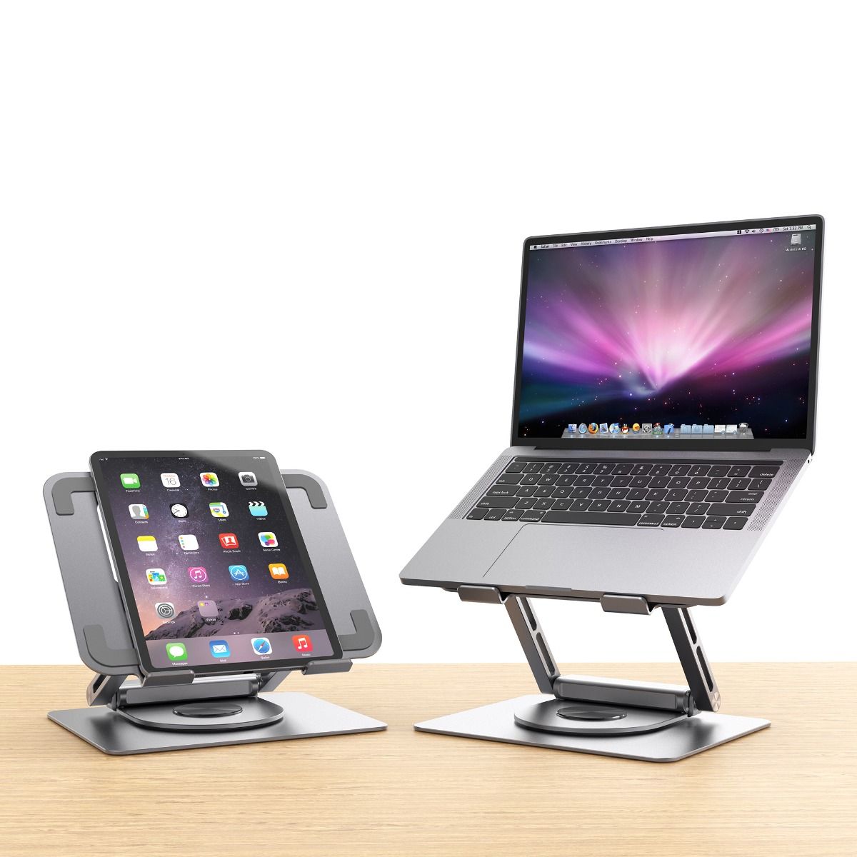 Stage S12 Rotating Laptop Stand with USB-C Docking Station - Space Grey