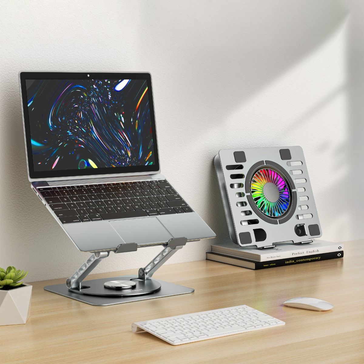 Stage S8 Rotating Laptop Stand with RGB Cooling Fan and USB Ports