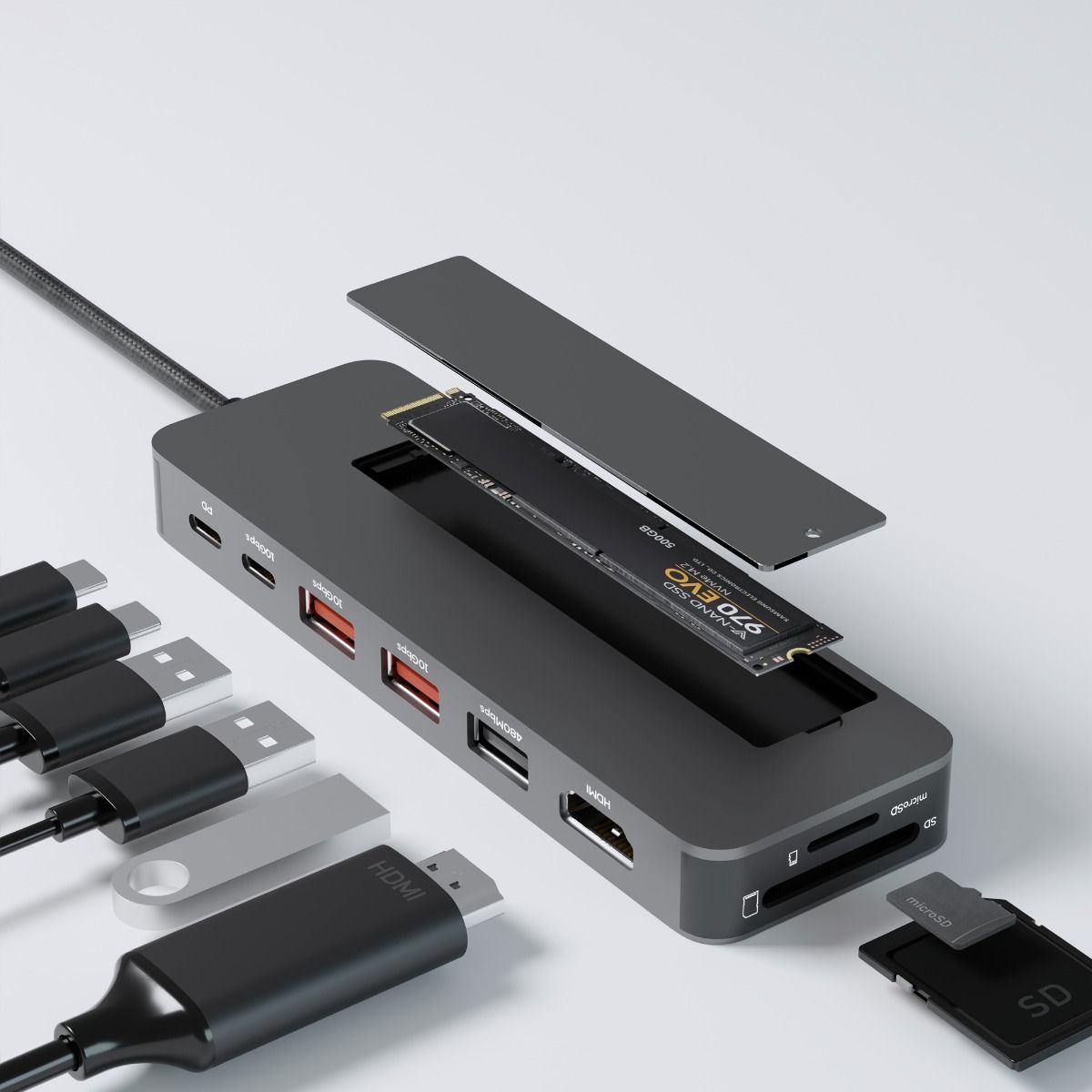 Elite 9-in-1 USB-C Multiport Hub with Built-in M.2 NVMe SSD Enclosure