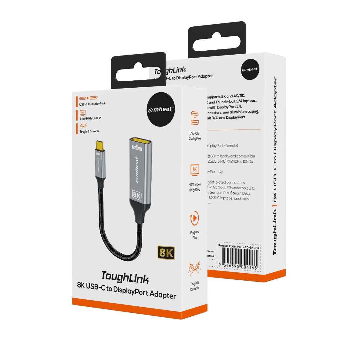 mbeat Tough Link 8K USB-C to DP Adapter - Space Grey