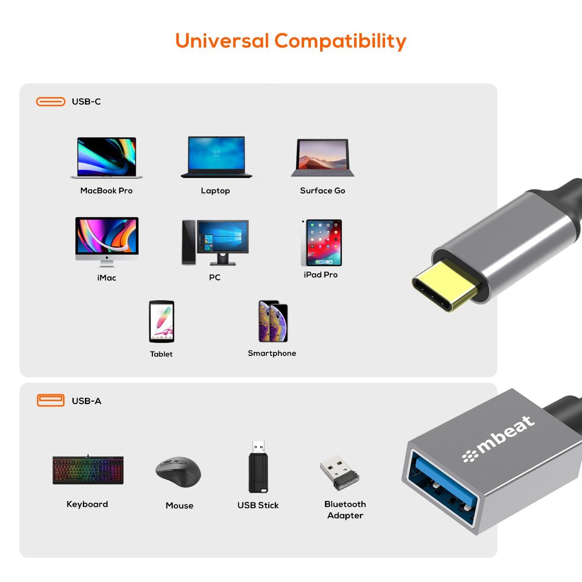 Tough Link USB-C to USB 3.0 Adapter with Cable - Space Grey