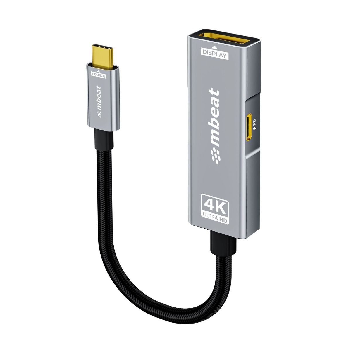 mbeat Tough Link USB-C to DP Adapter with 100W PD - Space Grey