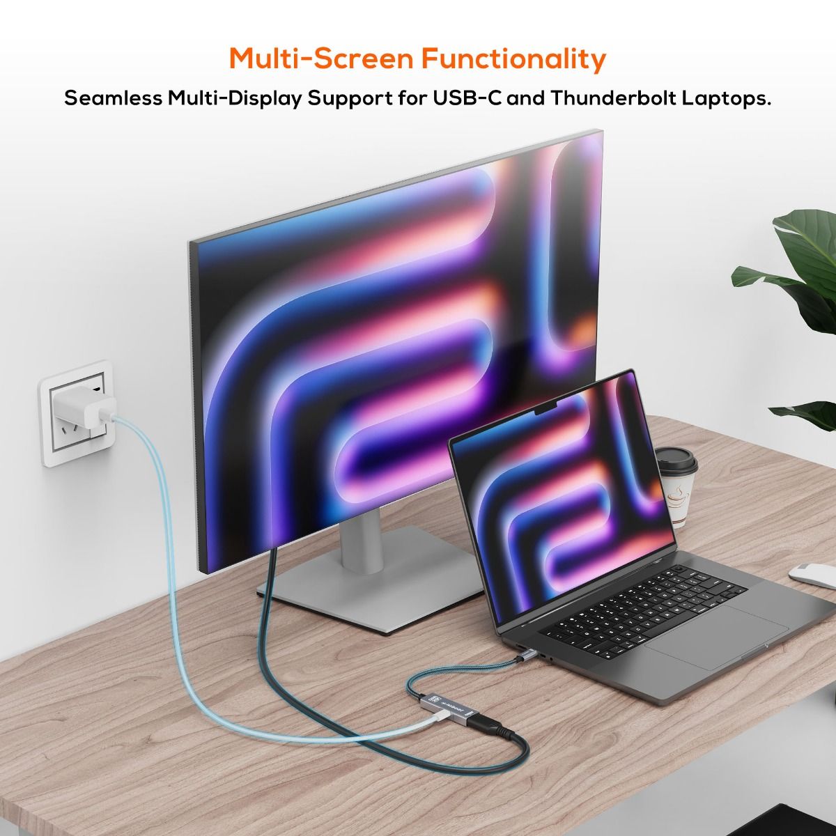 mbeat Tough Link USB-C to HDMI Adapter with 100W PD - Space Grey