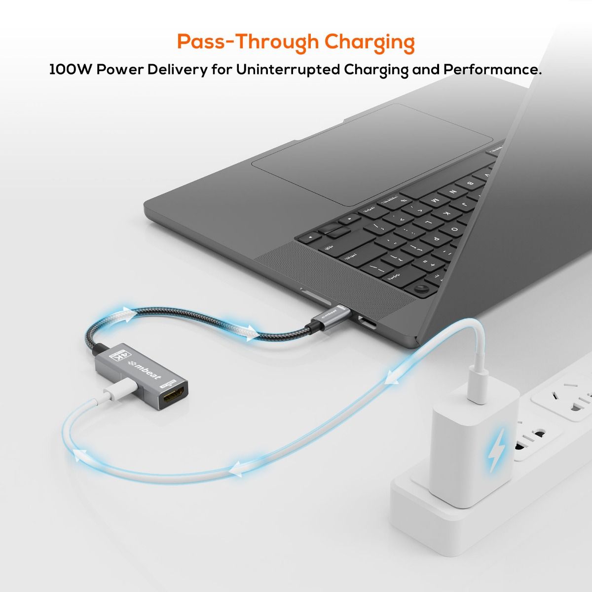 mbeat Tough Link USB-C to HDMI Adapter with 100W PD - Space Grey