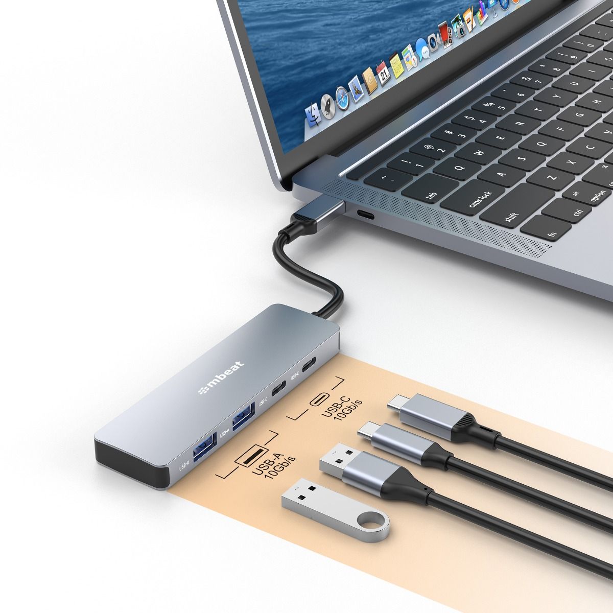 Elite 4-Port 10Gbps USB-C Gen 2 Hub (2A+2C)