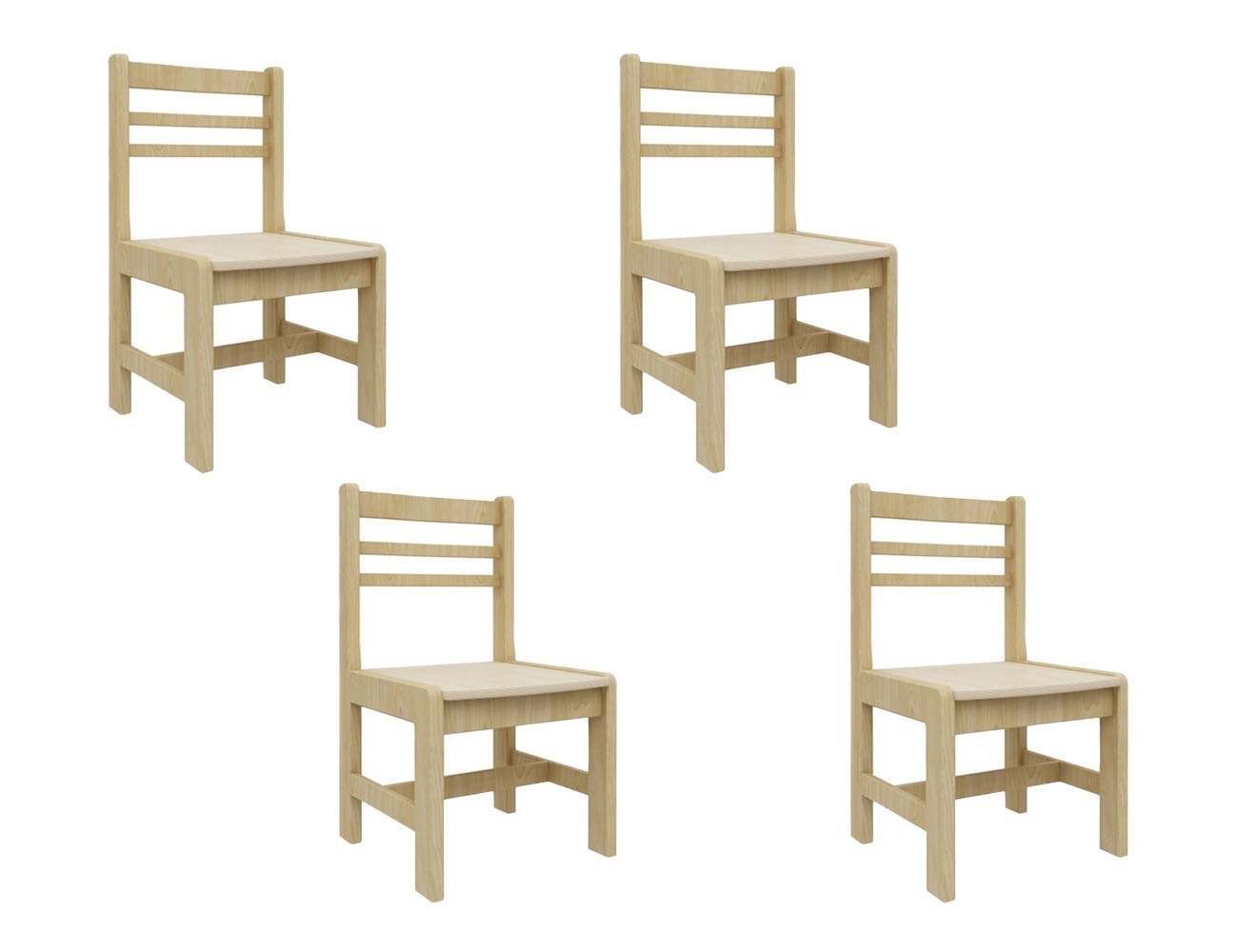 Kids Birch Toddler Chair - H28cm 4 Pack