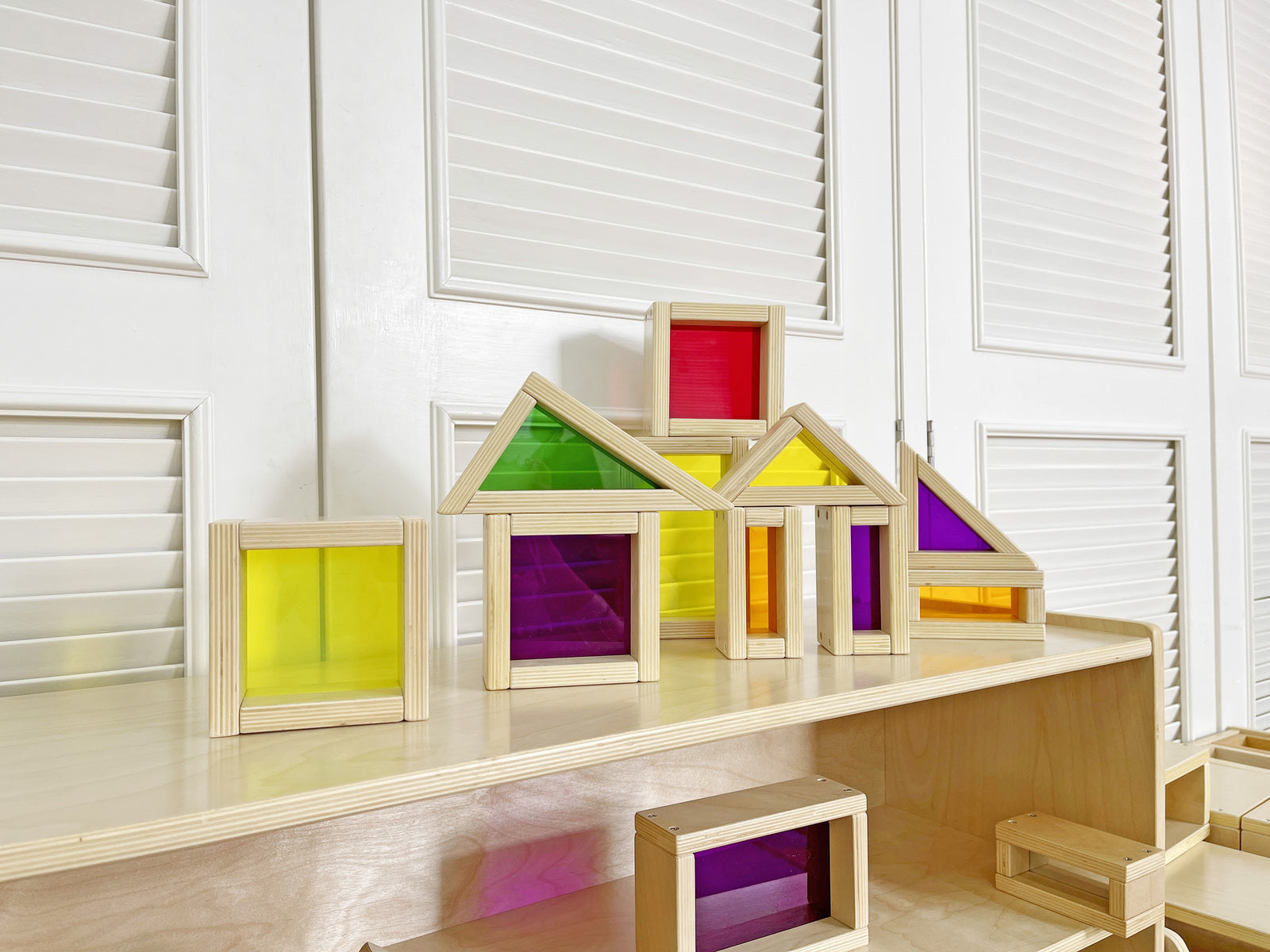 Wooden Acrylic Rainbow Building Blocks Set 40pcs