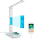 LED Desk Lamp with Fast Wireless Charger Clock Alarm Date Temperature