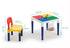 Children's 2-in-1 Building Blocks Table & Chairs Set w/ 100 Blocks