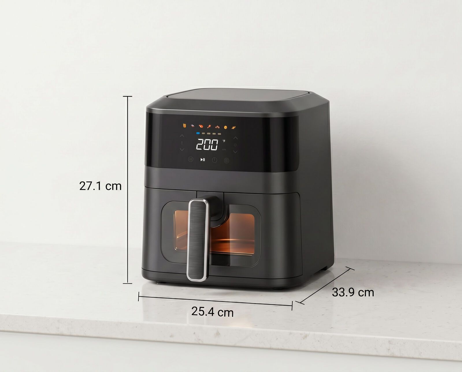 1400W 5L Non-Stick Digital Air Fryer with Clear Viewing Window