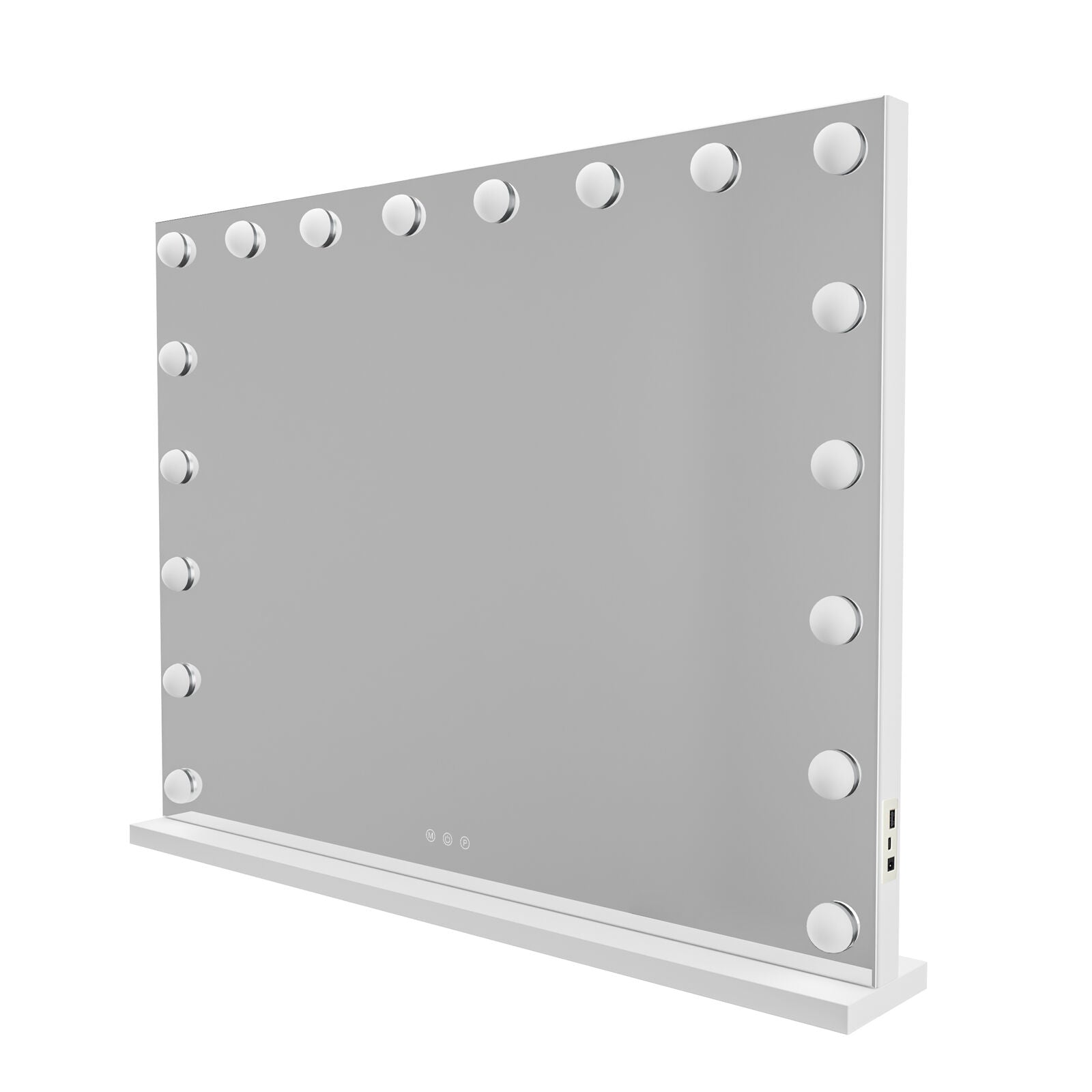 Beauty Mirror with 18 LED Bulbs, Colour Settings, White Frame,  and USB A and C Ports