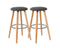 2 Cotton/Steel Modern Padded Barstools (Grey/Wood)