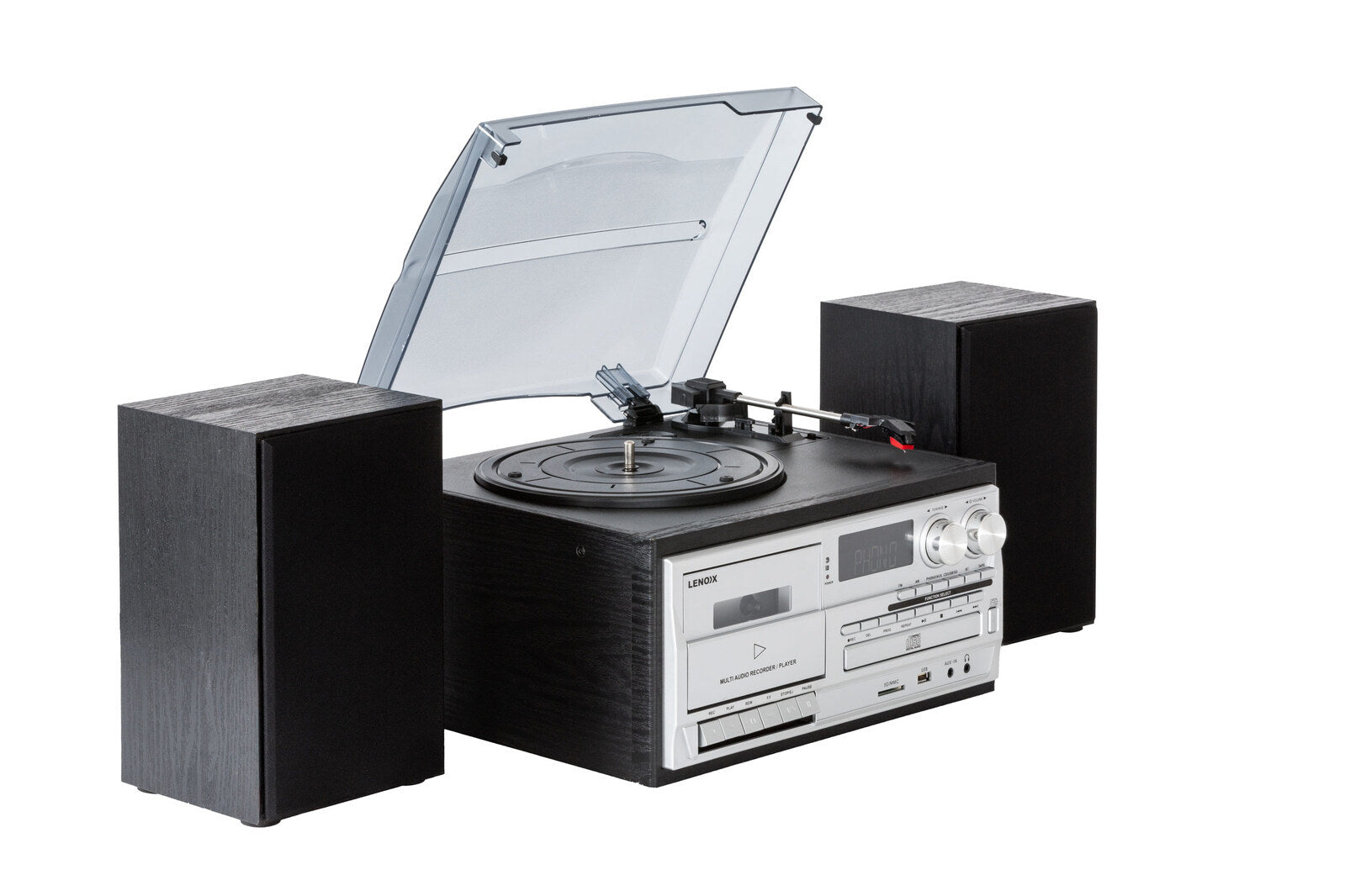 Audio Home Entertainment System Black Turntable, CDs, Vinyl, Wireless Streaming & More