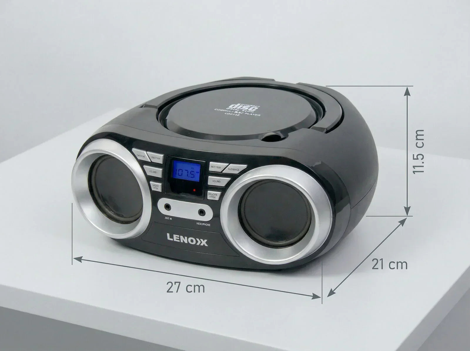 Portable CD Player (Black) 4W Speaker with FM Radio & AUX In