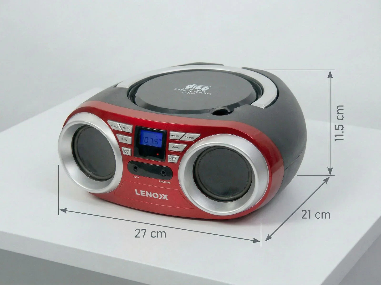 Portable CD Player Red 4W Speaker with FM Radio & AUX In