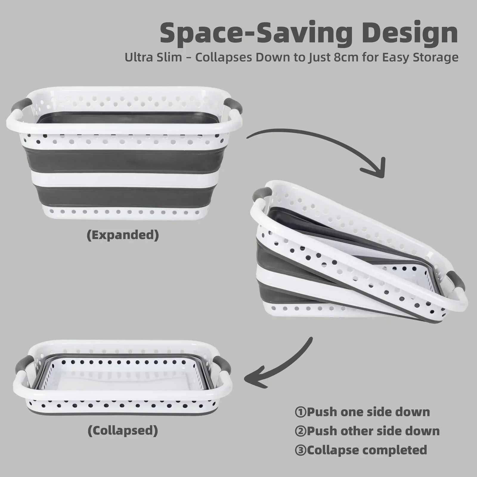 45L Space Saving  Laundry Basket,  Collapsible Hamper for Dorms, RVs, Homes & Garages