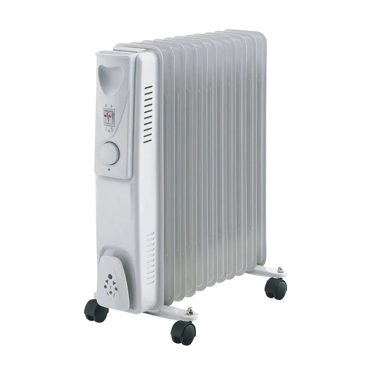 White electric radiator on a white background