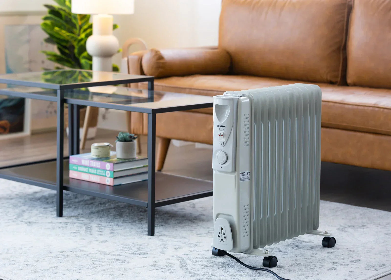 Oil Column Heater – 11‑Fin, 2400W, 3 Heat Settings, Thermostat, White
