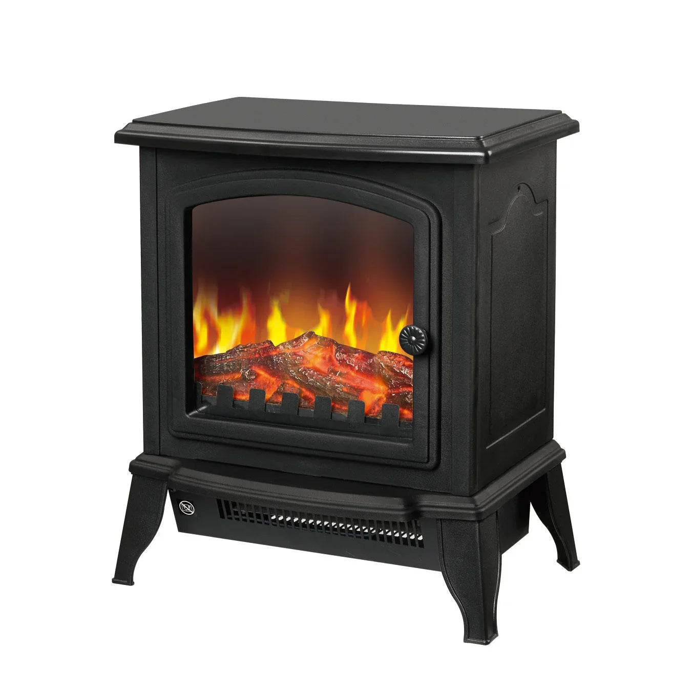 Electric Fireplace Heater – 1000/2000W, Log Flame Display, Freestanding, Black