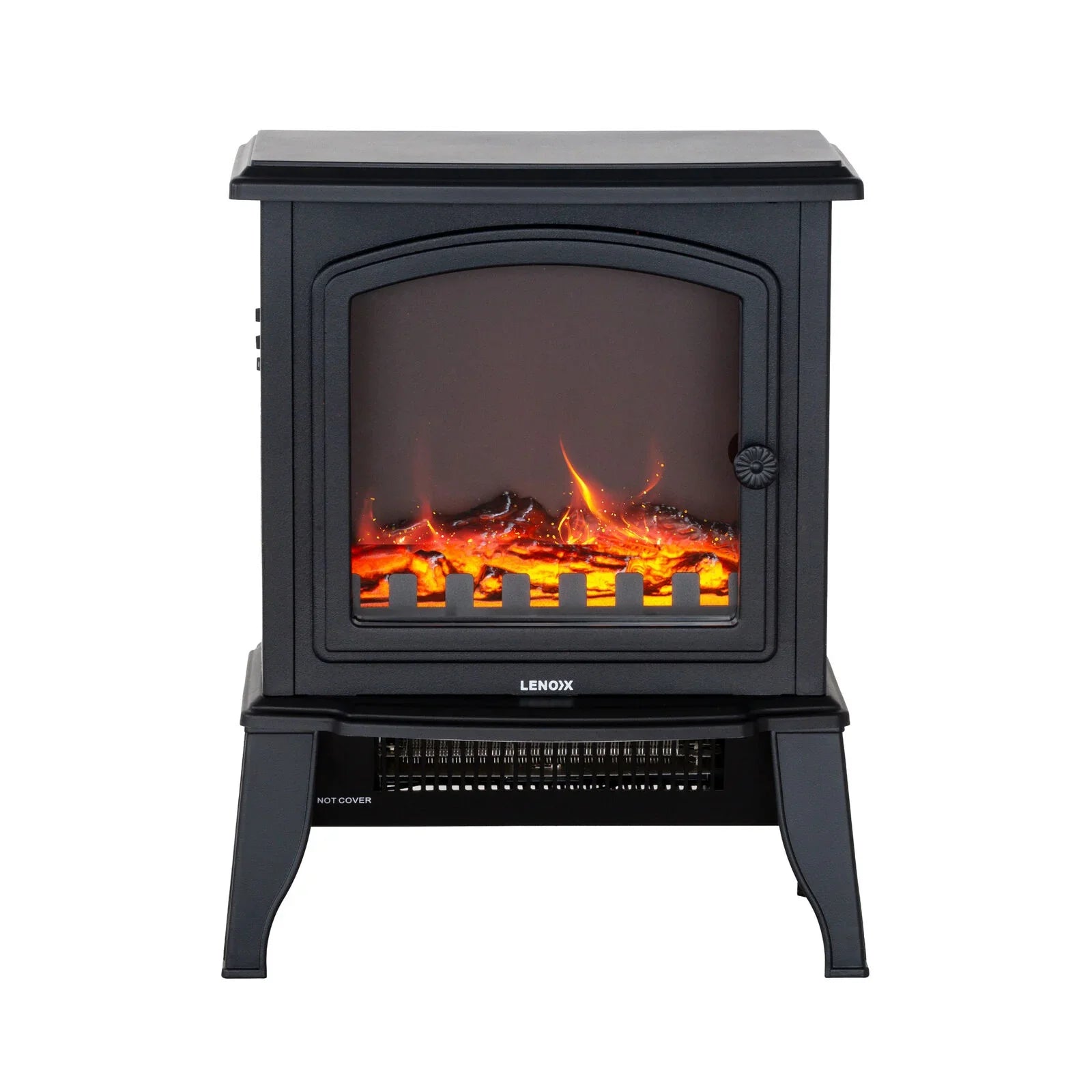 Electric Fireplace Heater – 1000/2000W, Log Flame Display, Freestanding, Black