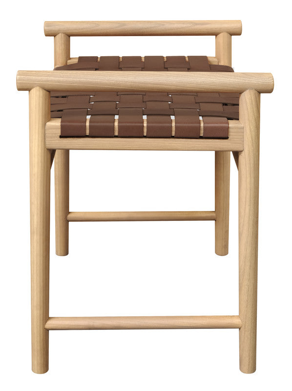 Elliot Single Seater Bench with Genuine Leather (Natural)
