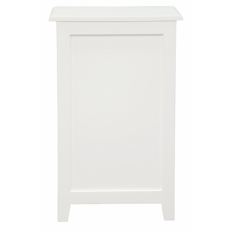 Tasmania White 3-Drawer Lamp Table, Solid Mahogany, Brass Handles, 18kg