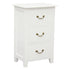 Tasmania White 3-Drawer Lamp Table, Solid Mahogany, Brass Handles, 18kg