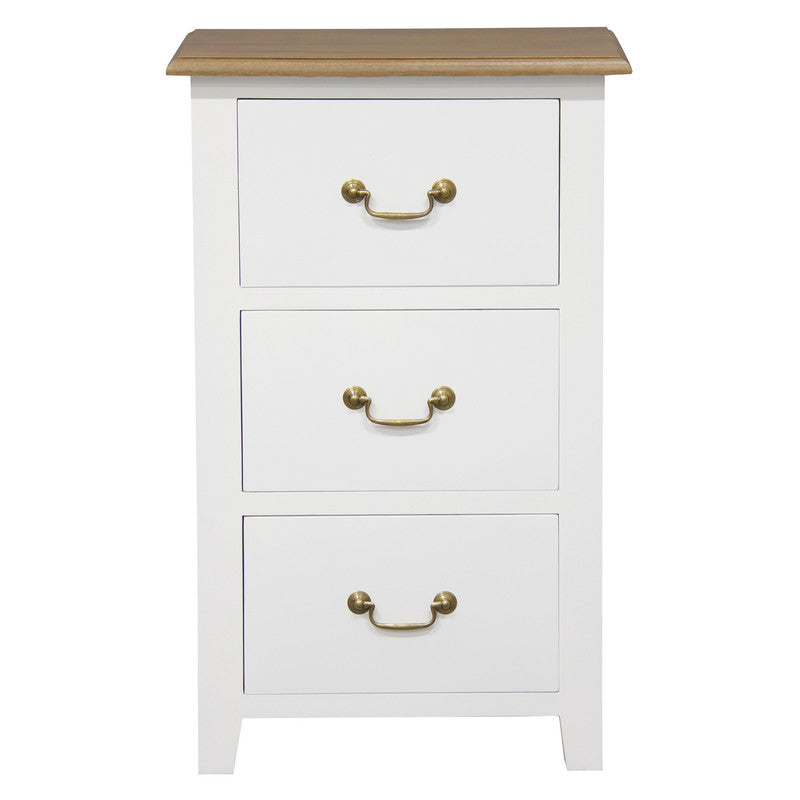 Tasmania 3 Drawer Lamp Table, Mahogany Timber, White Caramel, 18kg, No Assembly