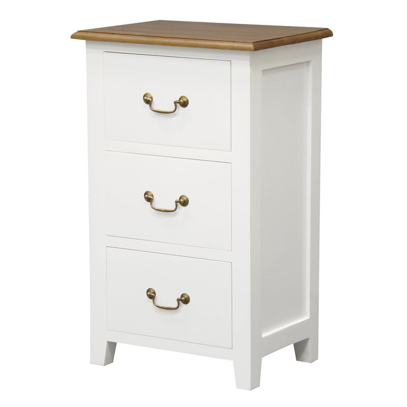 Tasmania 3 Drawer Lamp Table, Mahogany Timber, White Caramel, 18kg, No Assembly