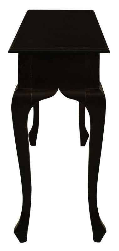 Queen Ann 2-Drawer Sofa Table in Chocolate, Curved Cabriole Legs, 19kg